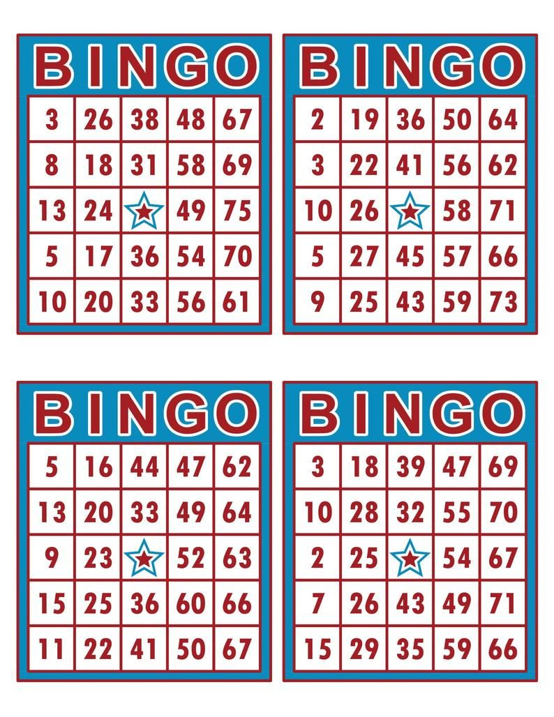 Bingo Cards 1000 Cards 4 Per Page Immediate Pdf Download 