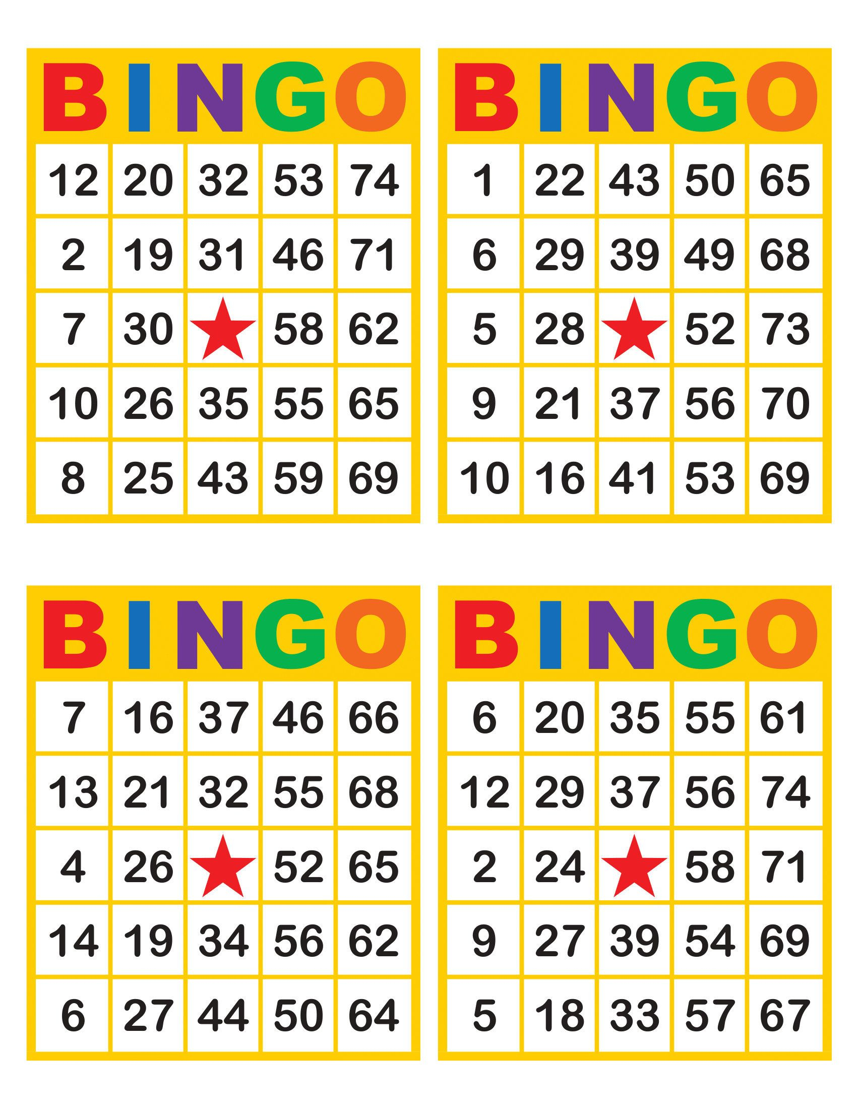 Bingo Cards 1000 Cards 4 Per Page Includes A Numbered Set 