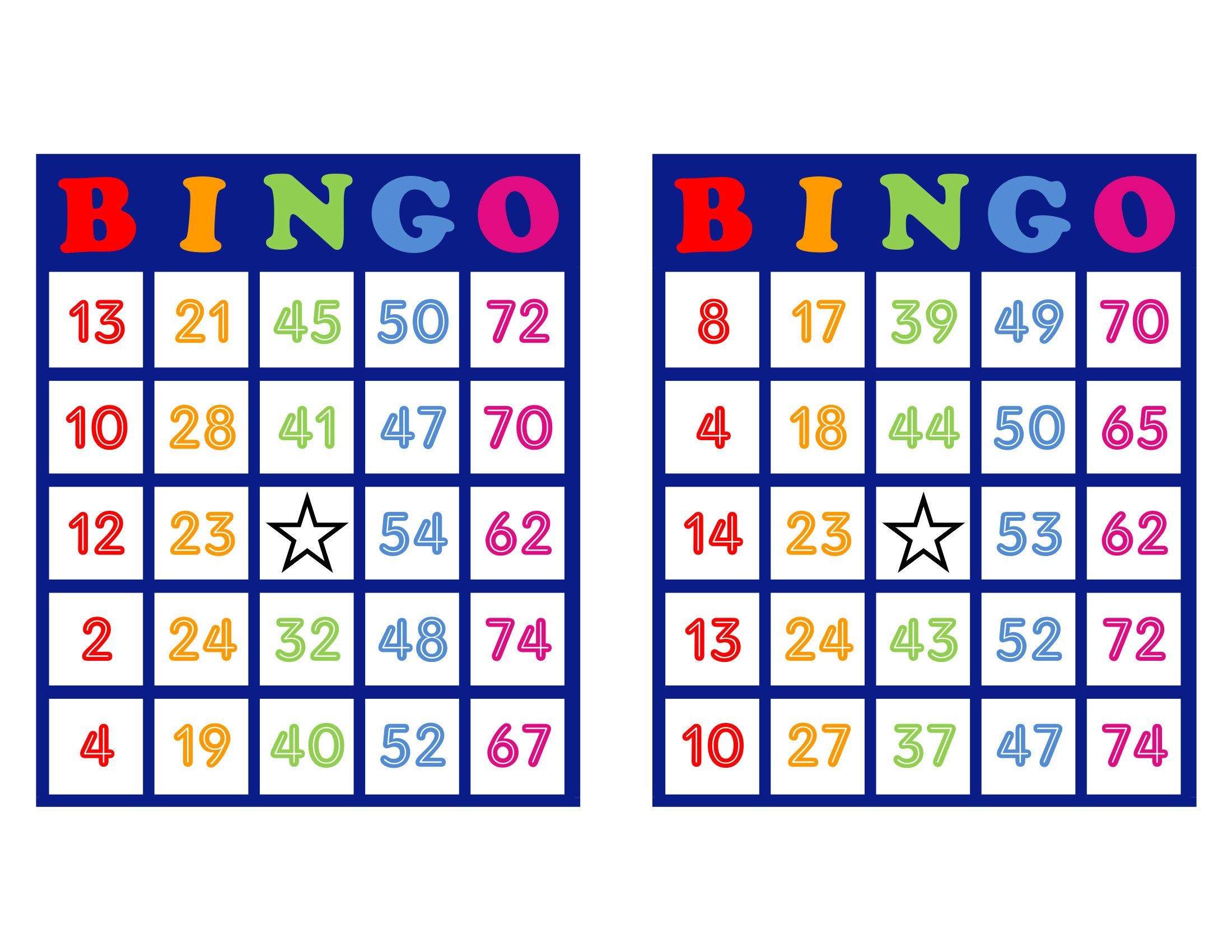 Bingo Cards 200 Cards 2 Per Page Pdf Download Colorful 