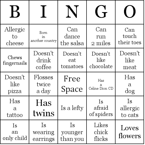 Bingo Cards People Bingo Ice Breaker Bingo