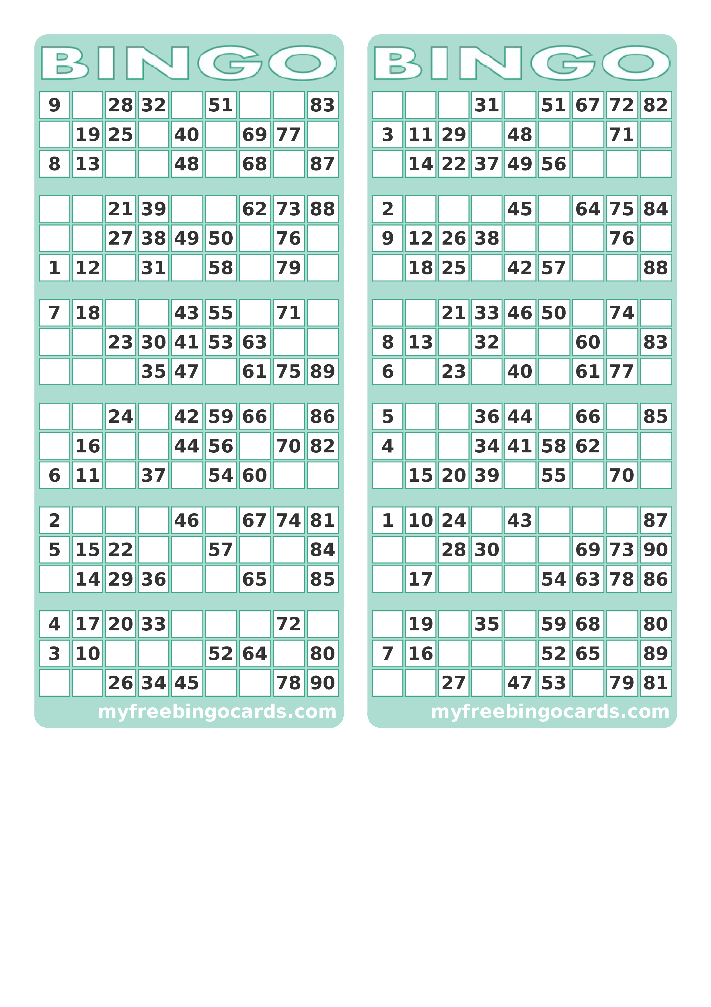 Blank Printable Bingo Card Templates At
