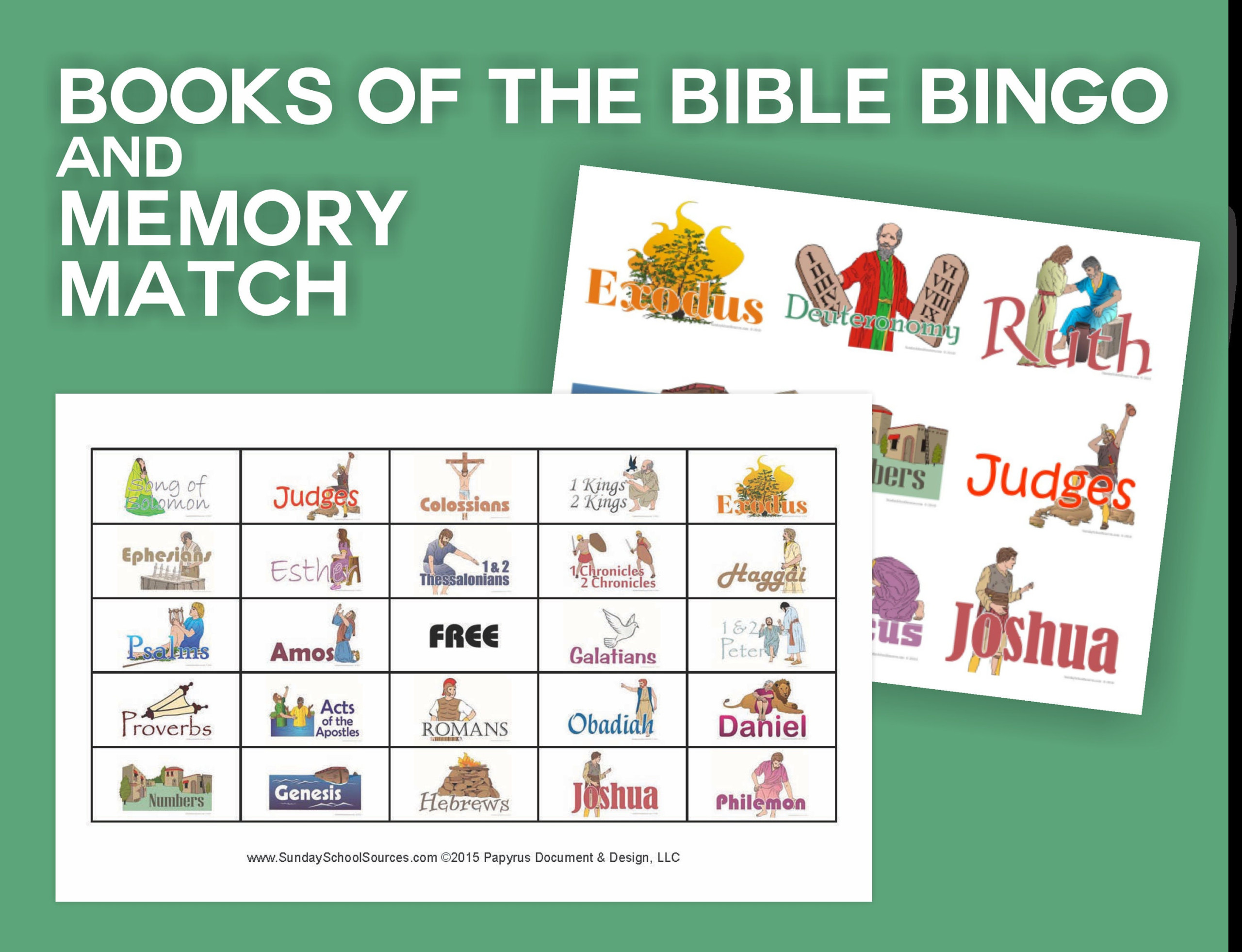 Books Of The Bible Bingo 48 Printable Cards Memory Match