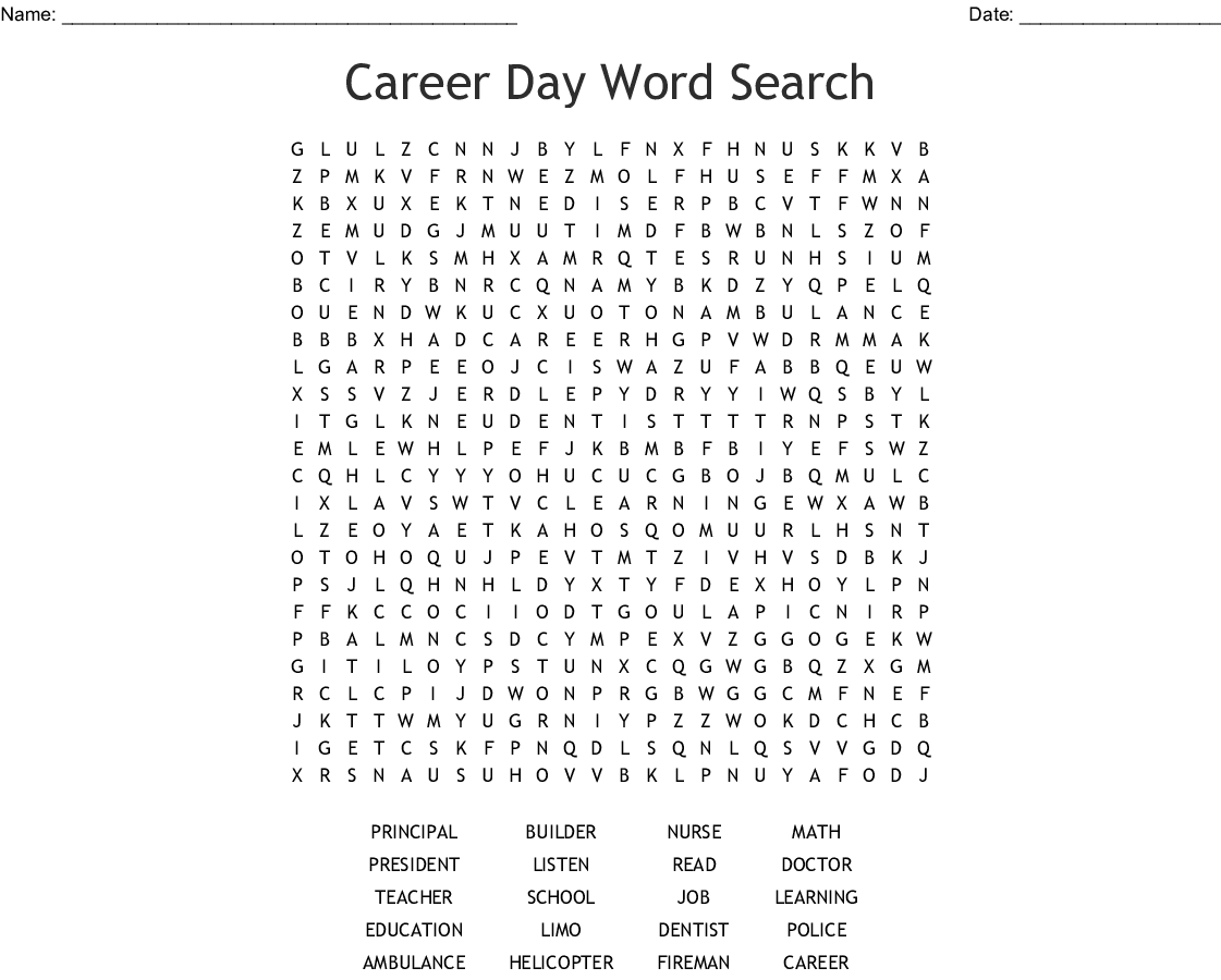 Career Day Word Search WordMint