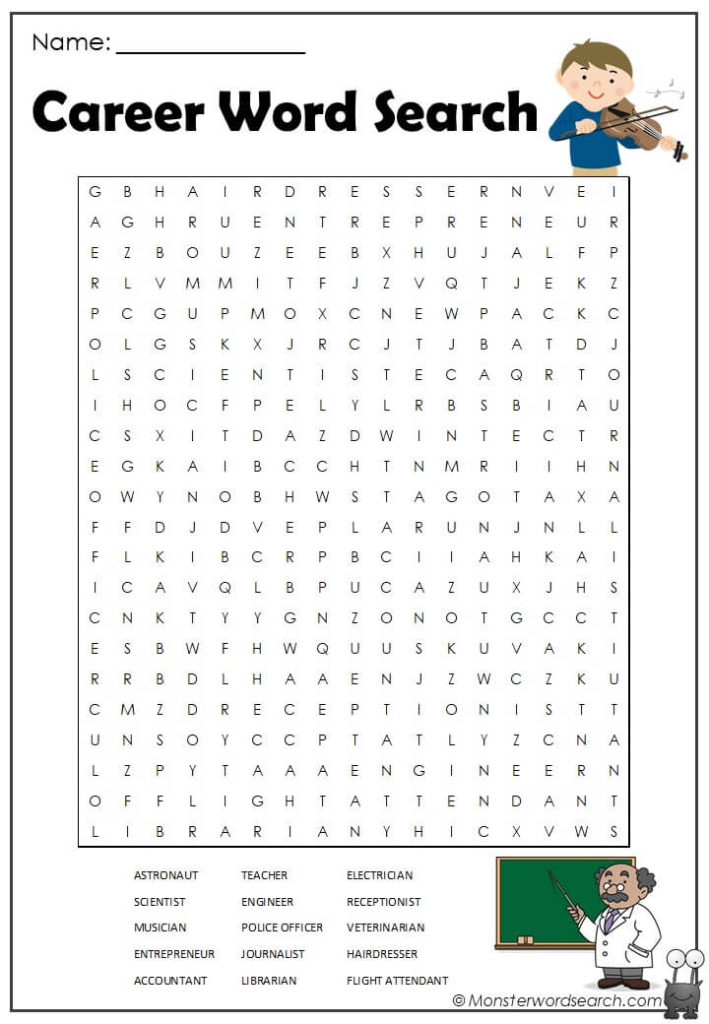 Career Word Search Monster Word Search