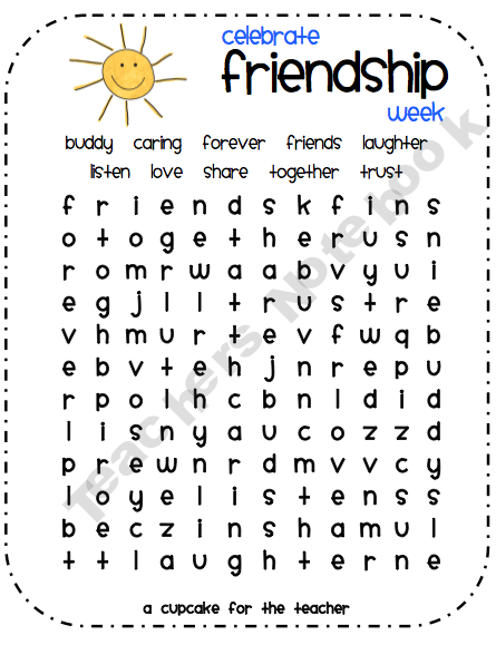 Celebrate Friendship word Search Friendship Words 