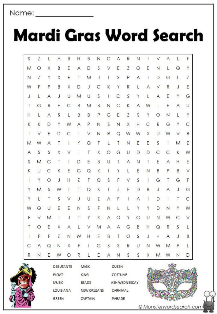 Check Out This Fun Free Mardi Gras Word Search Free For