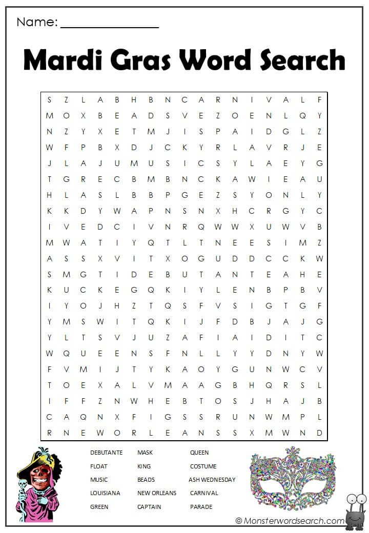 Check Out This Fun Free Mardi Gras Word Search Free For 