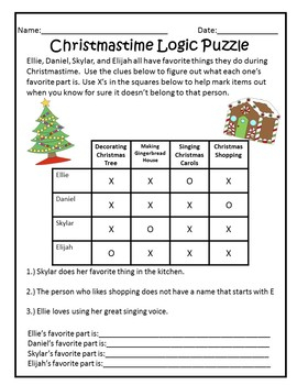 Christmas Logic Puzzle Pack By Teal Apple Boutique TpT