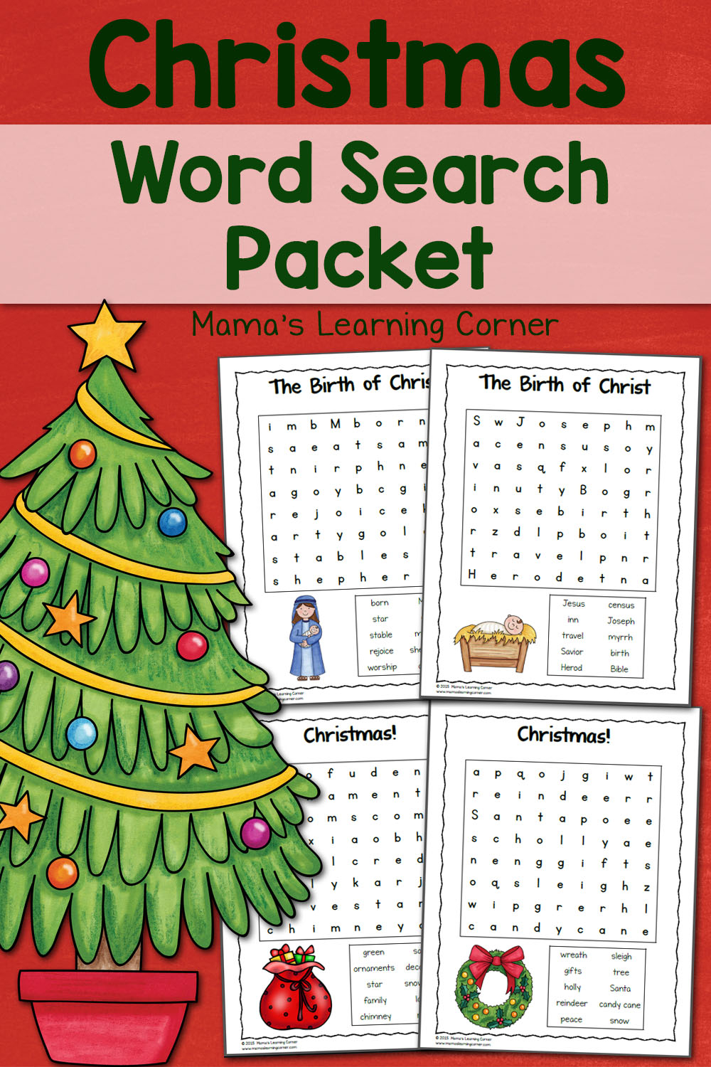 Christmas Word Search Printable Packet Mamas Learning Corner