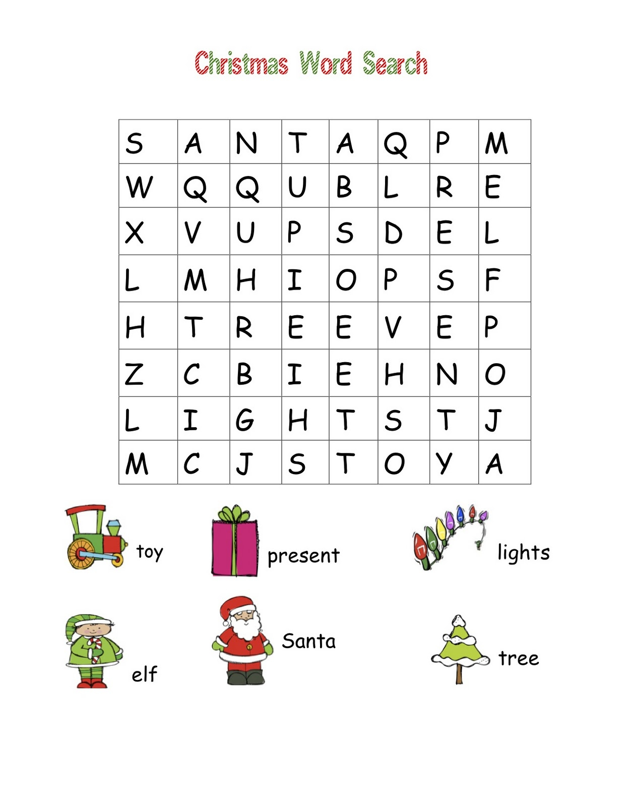 printable word search xmas