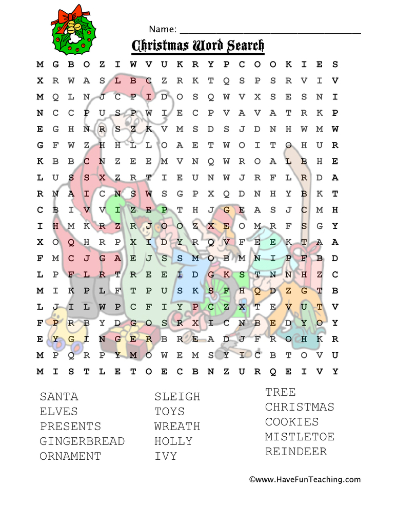 free printable christmas word search for 3rd grade