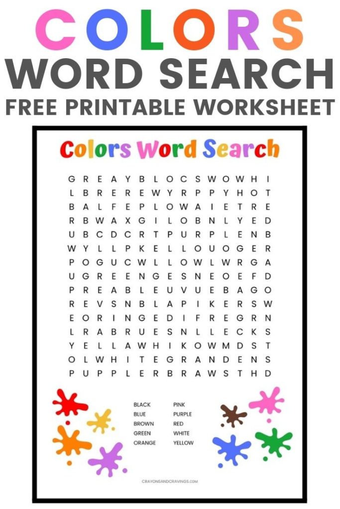 Colors Word Search Free Printable For Kids With Images