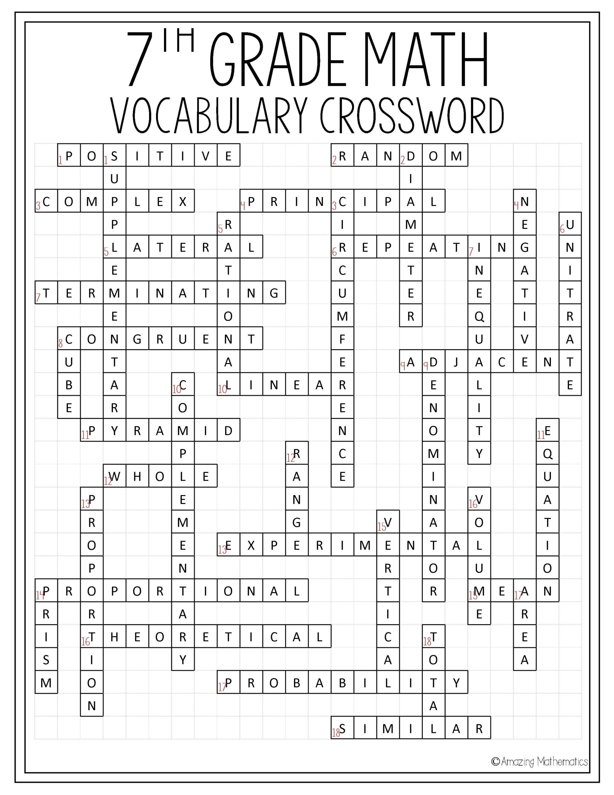 Crossword Puzzles Printable 7Th Grade Printable 