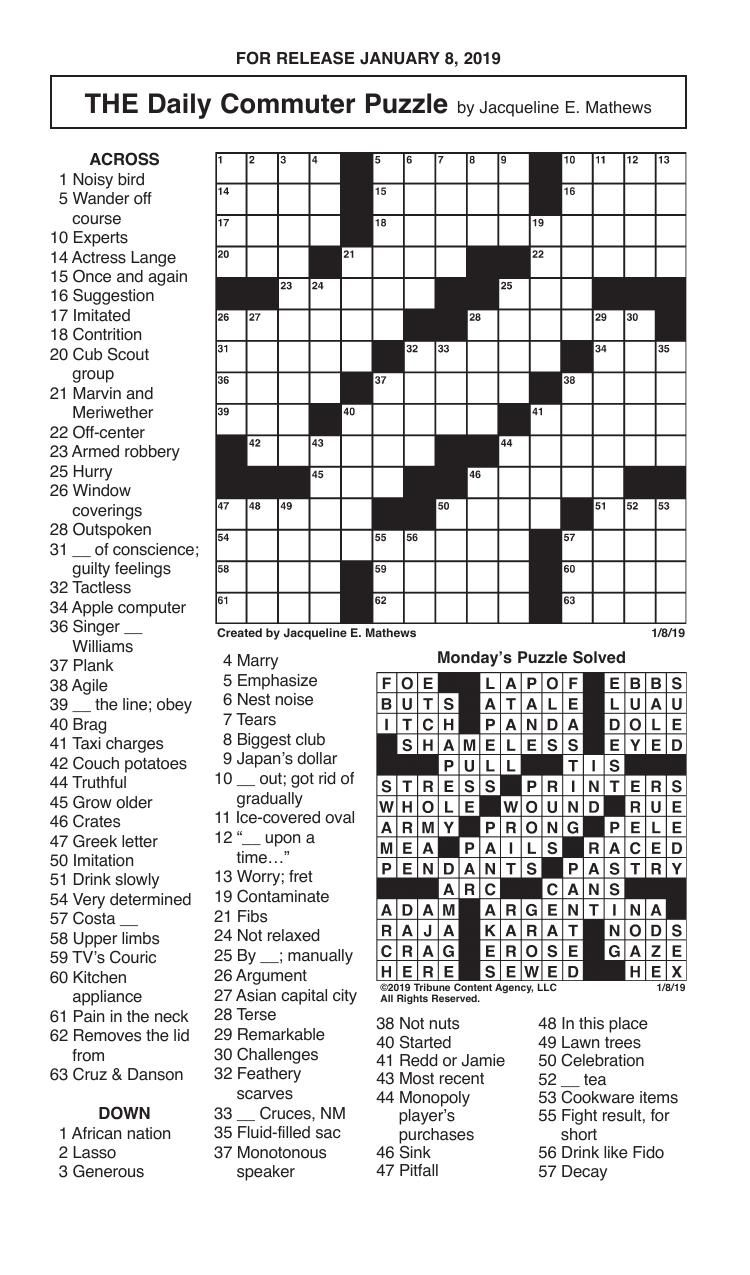 Crosswords January 8 2025 Crosswords Redandblack