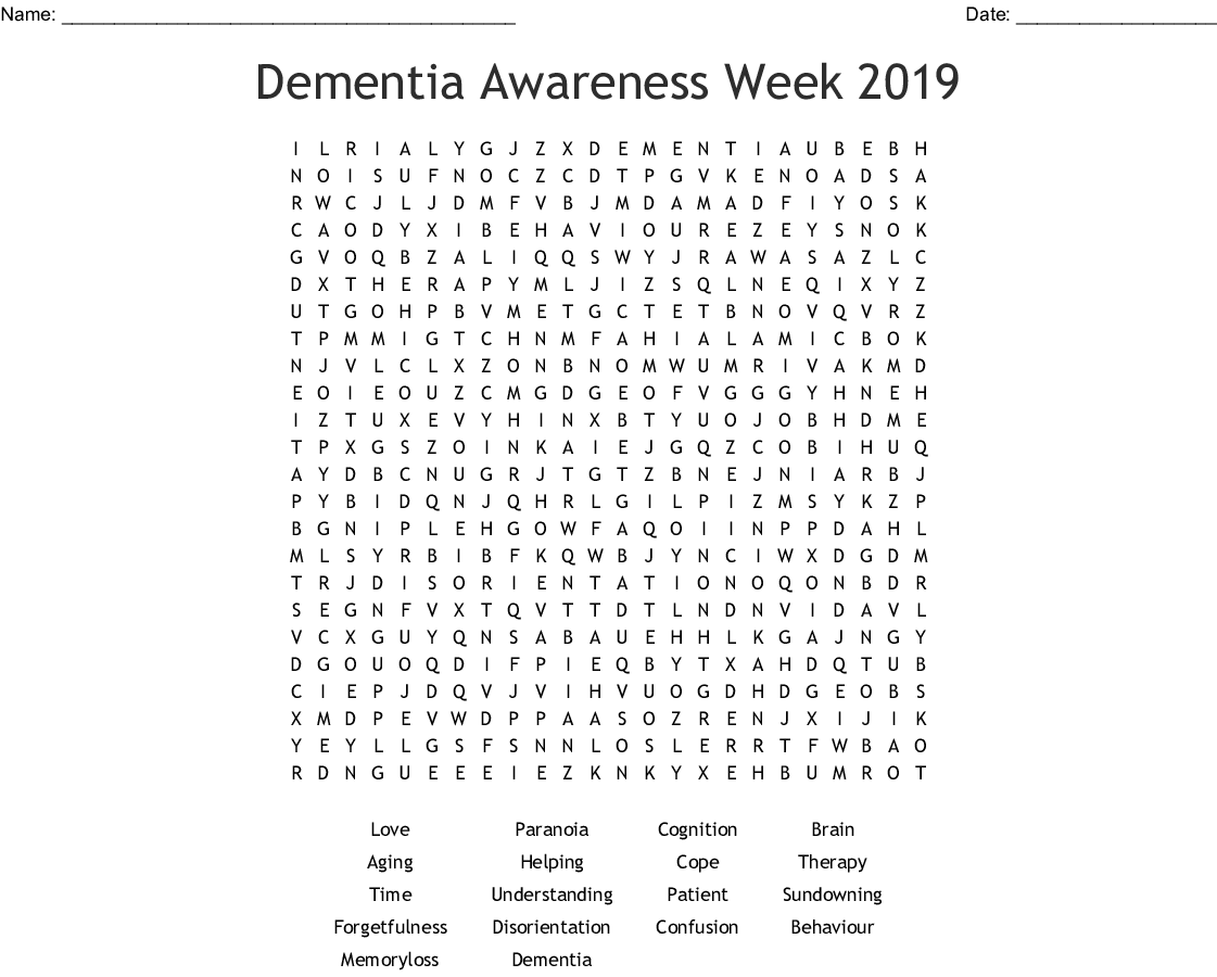 Dementia Word Search WordMint