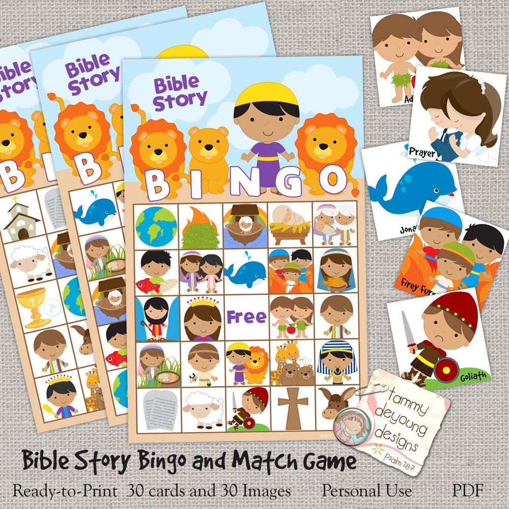 Digital Bible Bingo Printable Sunday School Bingo Game Jesus