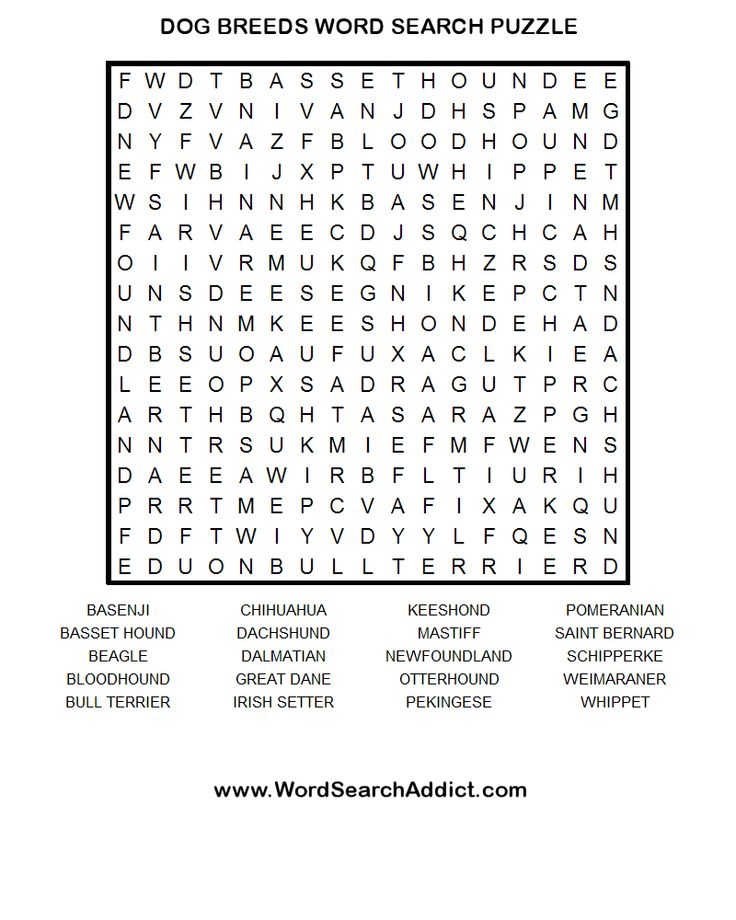 Dog Breeds Printable Word Search Puzzle Word Search 