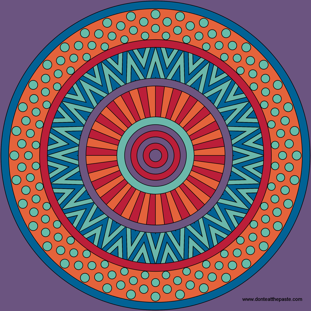 Don t Eat The Paste Mixed Patterns Mandala To Color
