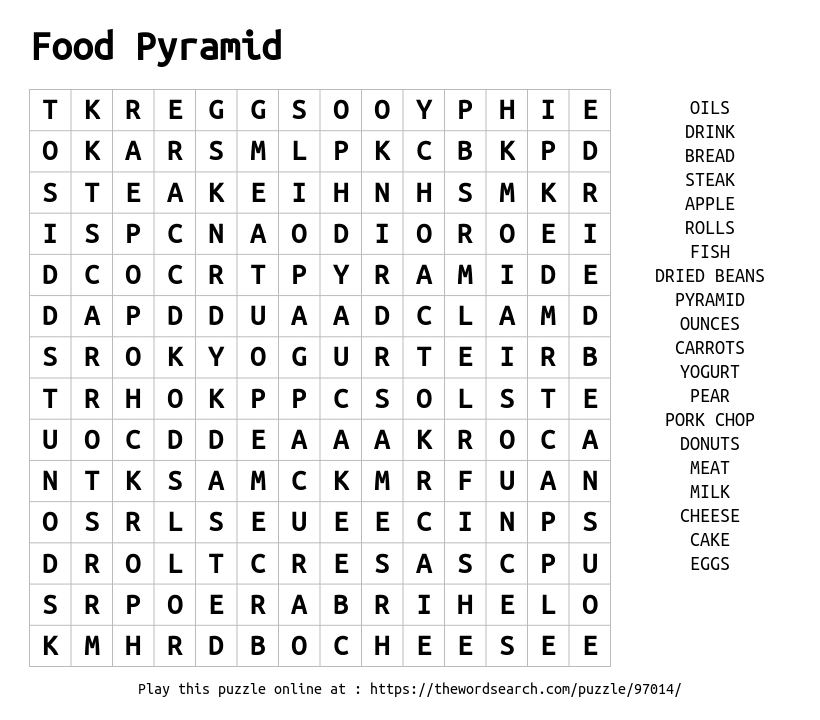 Download Word Search On Food Pyramid