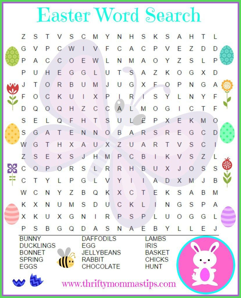 Easter Word Search Free Printable Class Crafts Easter