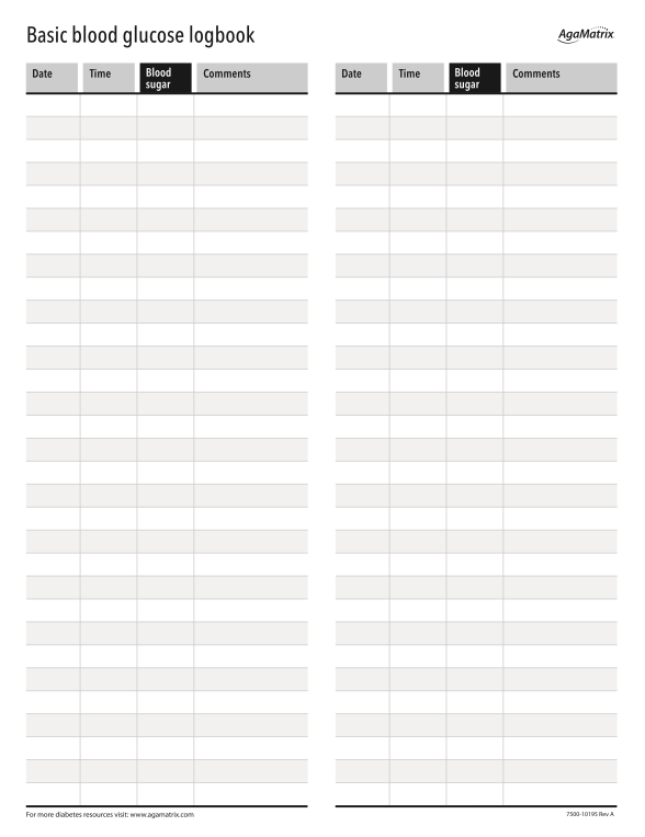 Easy to Use Blood Sugar Log Sheets With Downloadable 