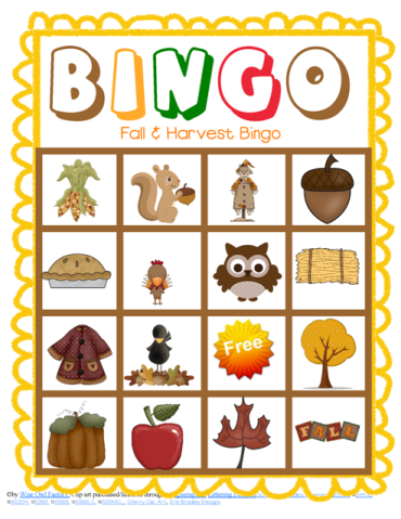 Fall And Harvest Class Bingo Free Printable Fall Harvest 