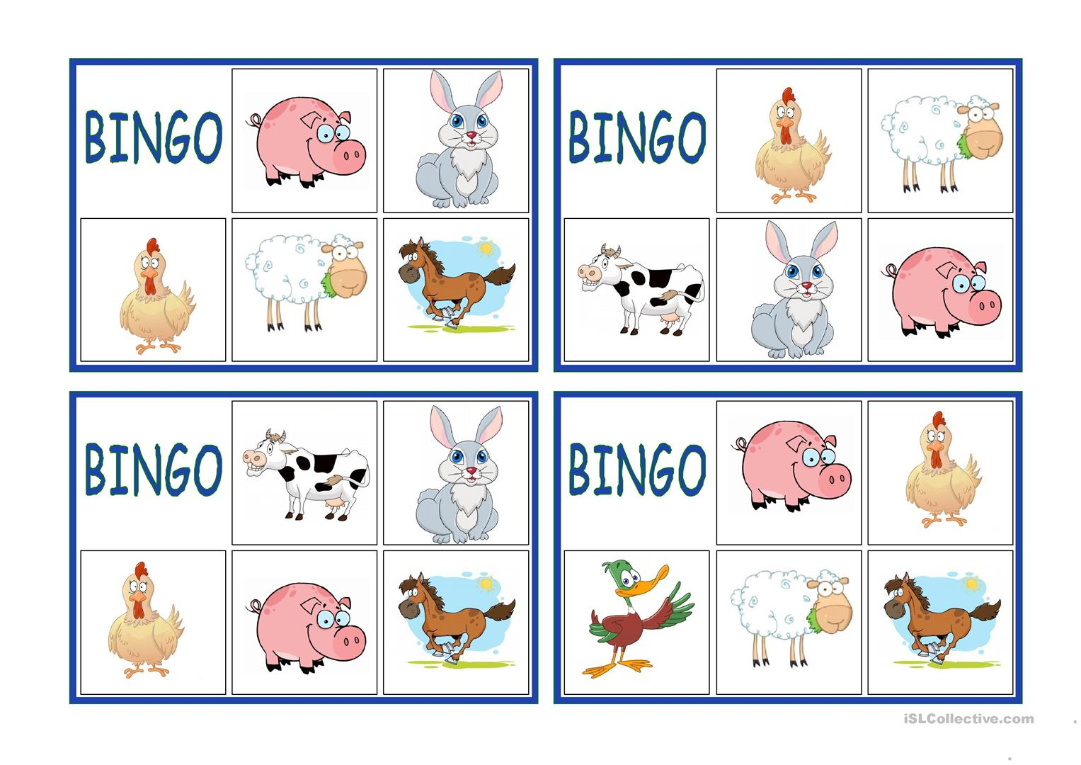 FARM ANIMALS BINGO English ESL Worksheets For Distance 