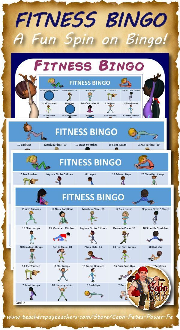 Fitness Bingo 30 Different Bingo Cards Great For 