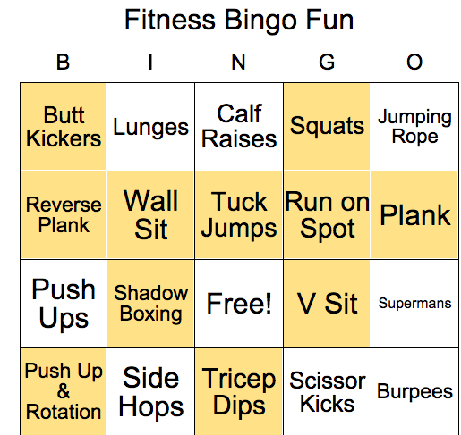 Fitness Bingo Fun The P E Geek