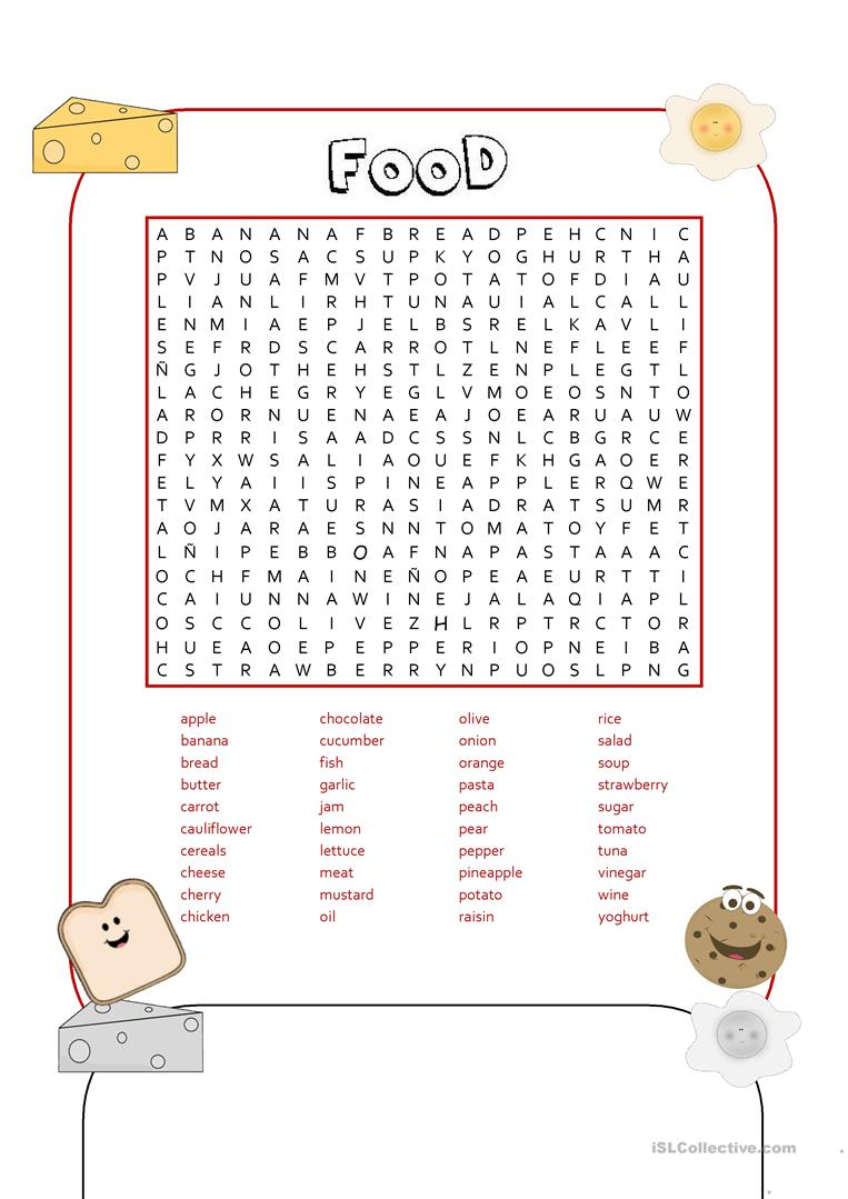 food group word search printable