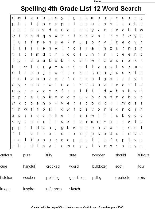 Fourth Grade Sight Words 4th Grade Word Search With 
