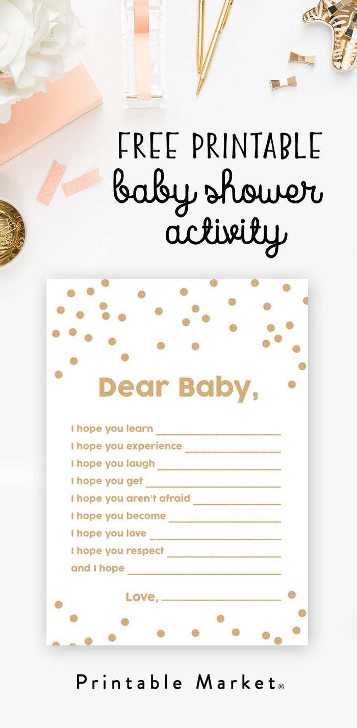 Free Baby Shower Printable Gold Glitter Wishes For Baby 