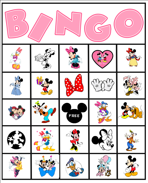 Free Minnie Mouse Disney Bingo Party Printable free 