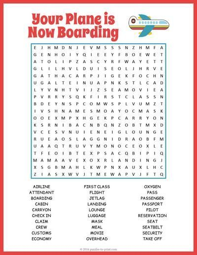 travel the world word search