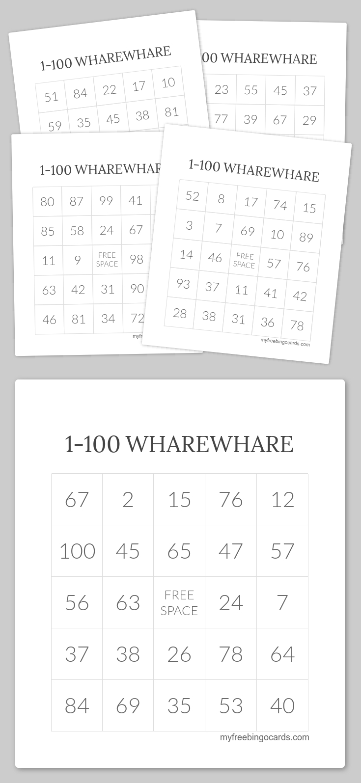 Free Printable Bingo Cards 1 100 Free Printable