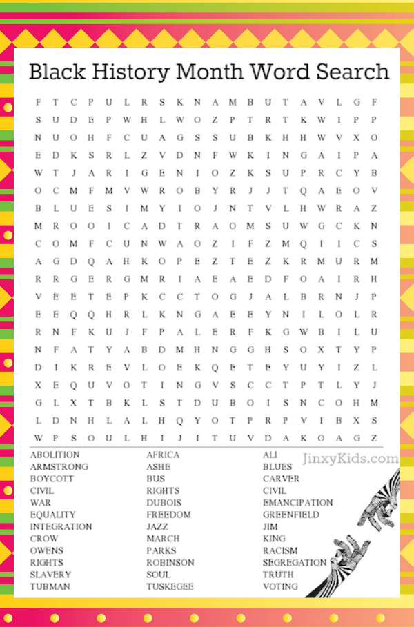 FREE Printable Black History Month Word Search Puzzle 