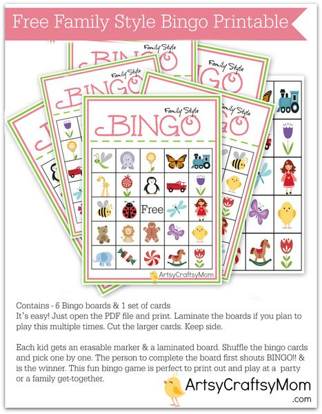 Free Printable Family Bingo Card Set Card Games For Kids