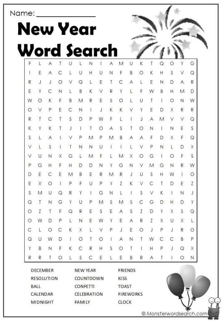Free Printable New Year Word Search New Year Words Free