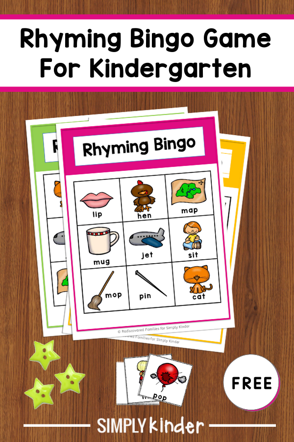 Free Printable Rhyming Bingo Game For Kindergarten 