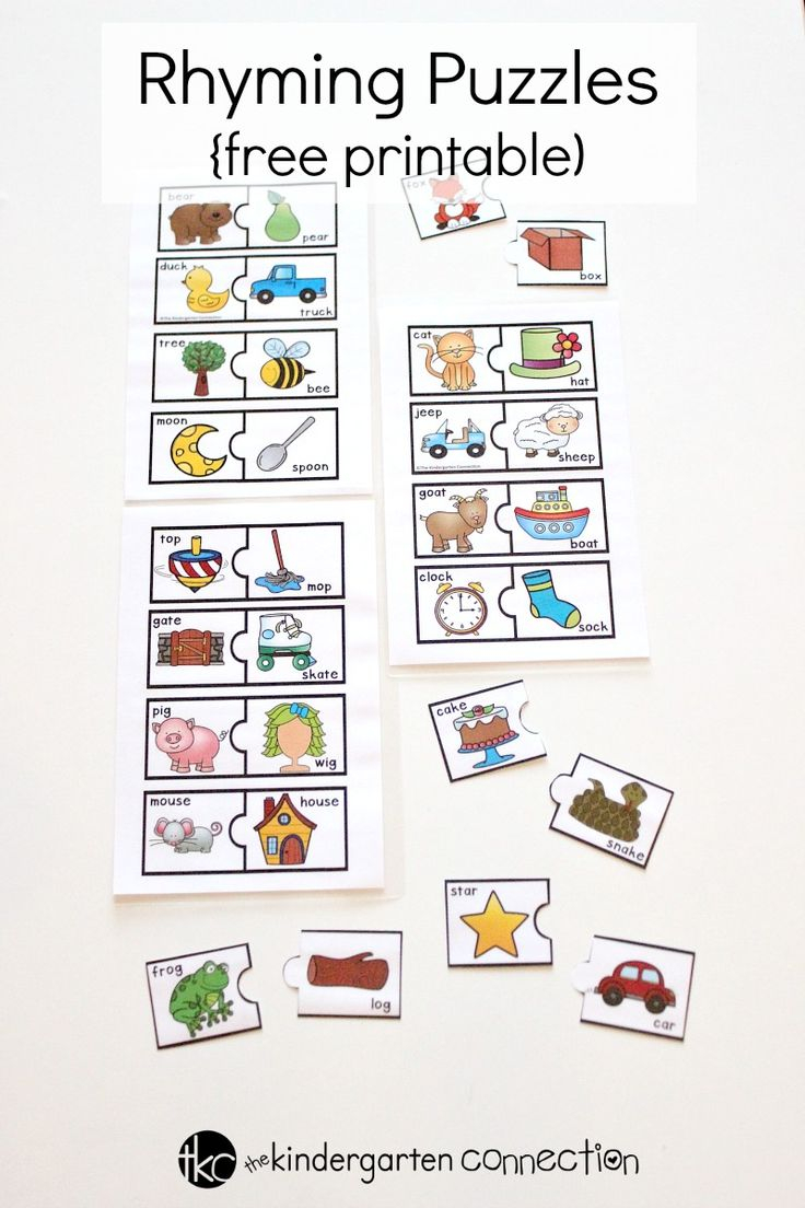 Free Printable Rhyming Puzzles For Kindergarten Literacy 