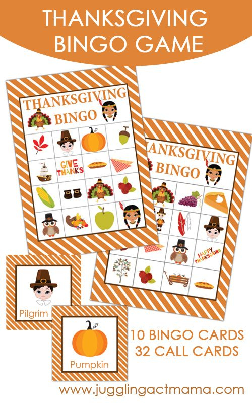 Free Printable Thanksgiving Bingo Game Kids Thanksgiving 