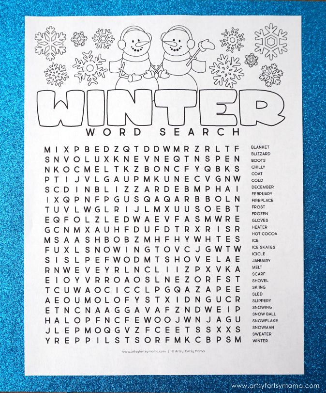 free printable word searches winter