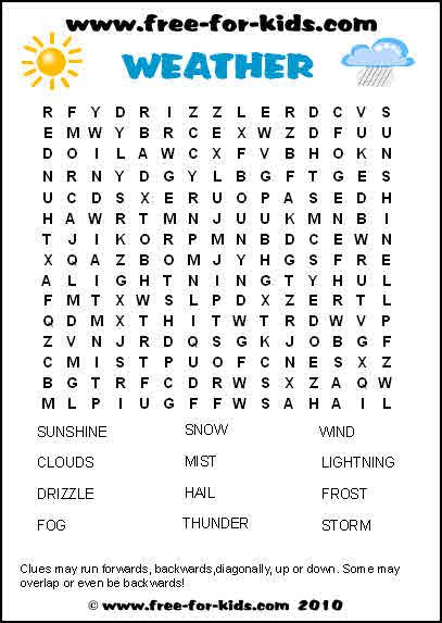 Free Printable Word Search Puzzles For Children Word