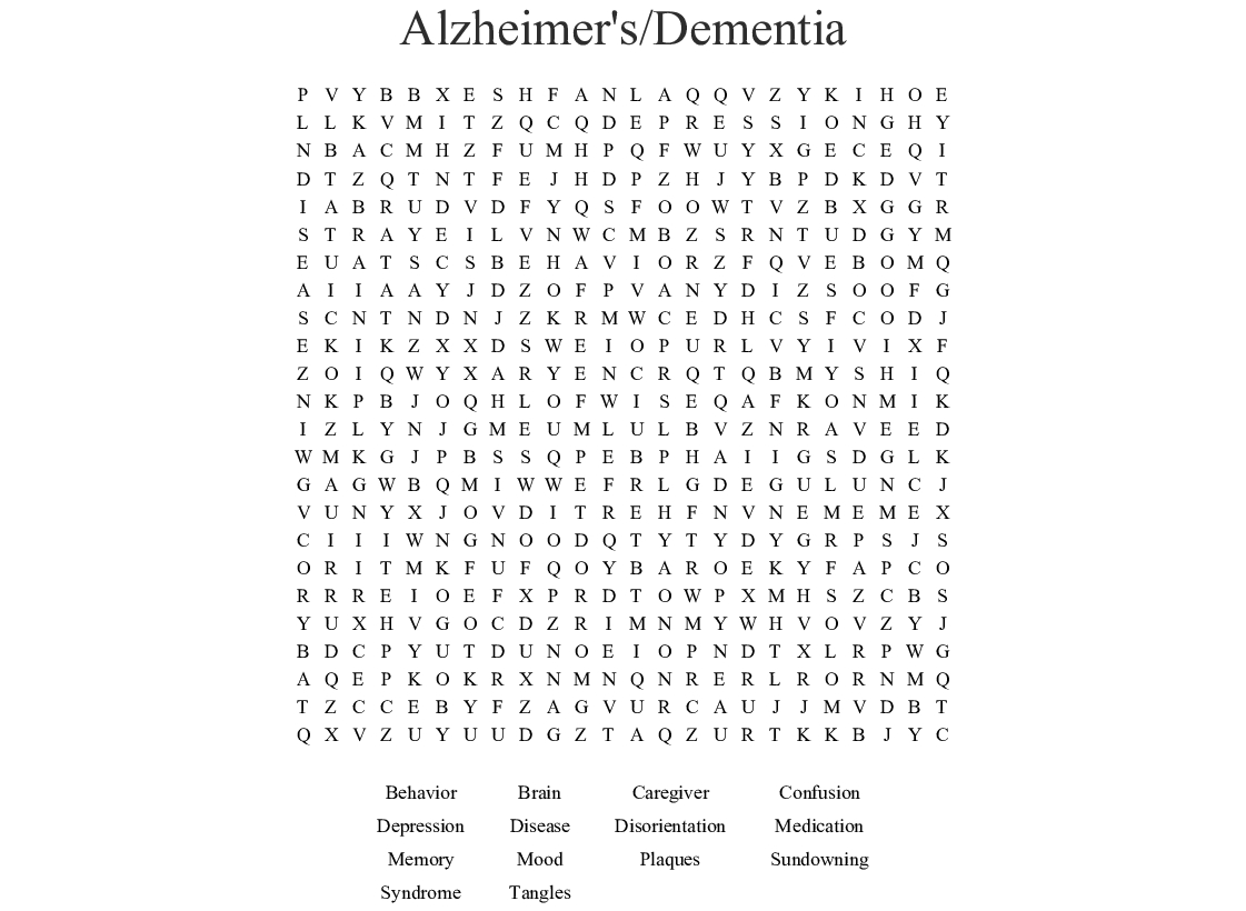 Free Printable Word Searches For Dementia Patients Word 