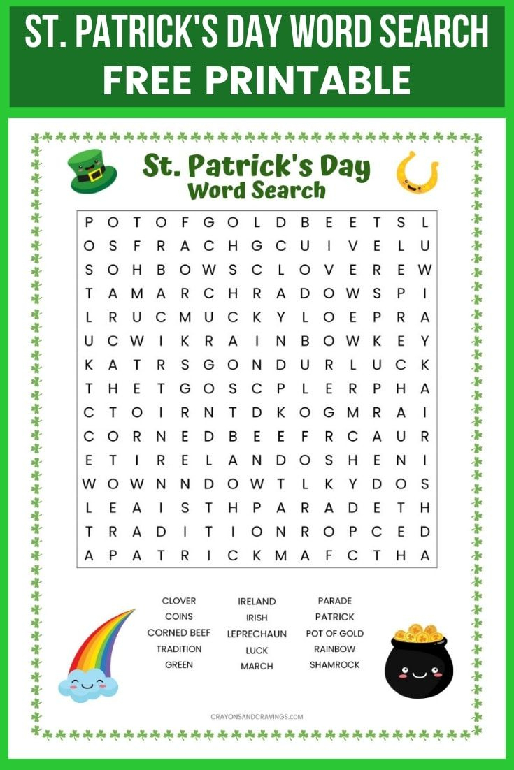 Free St Patrick s Day Word Search Lil Luna Word 
