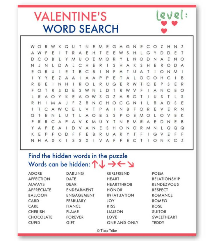 Free Valentine s Day Word Searches Easy Difficult In 