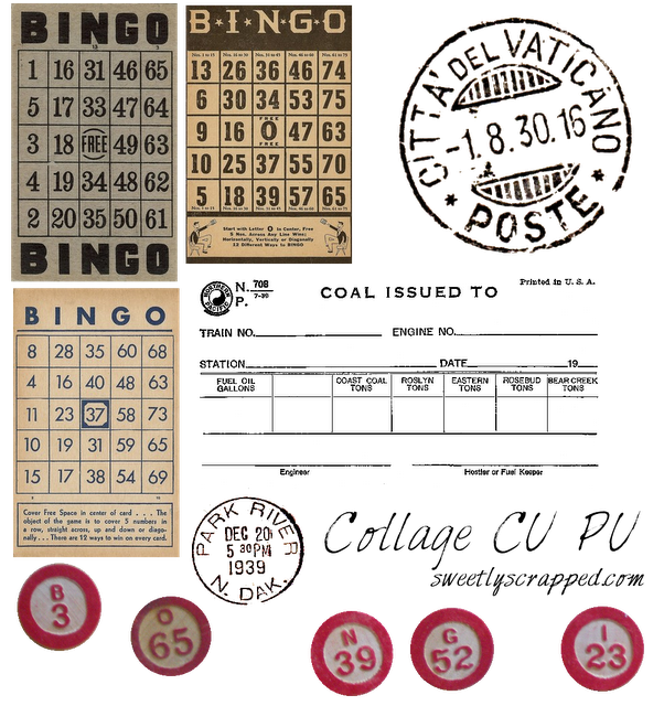  Free Vintage Clipart Bingo Cards Digi Stamps Postage 