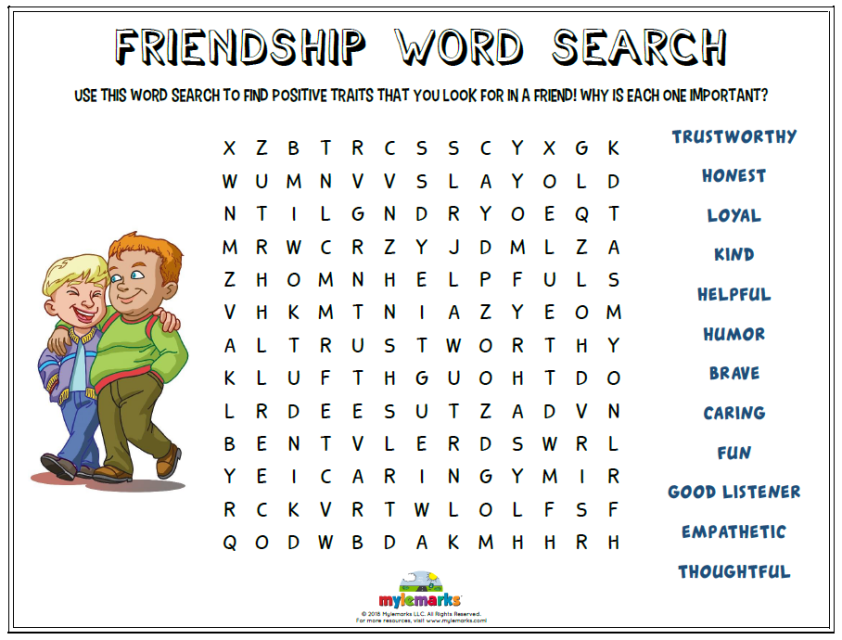 Friendship Word Search