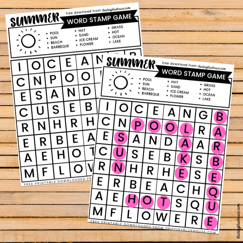 Fun Free Summer Bingo Stamper Printable Word Search For