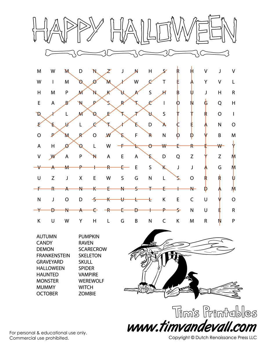 Halloween Word Search Free Printable Halloween Activities